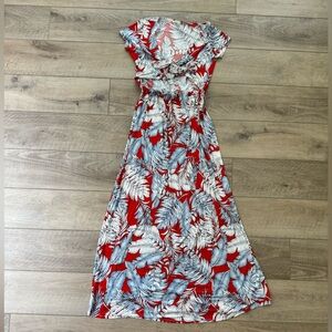 Beautiful Maxi. Red Blue White Hawaiian dress